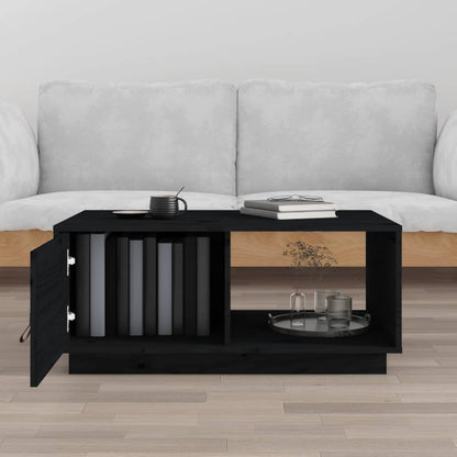 Table basse Noir 80x50x35,5 cm Bois massif de pin