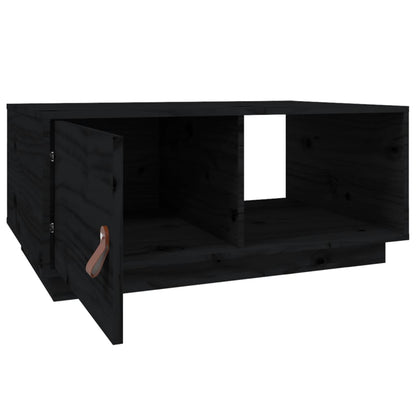 Table basse Noir 80x50x35,5 cm Bois massif de pin