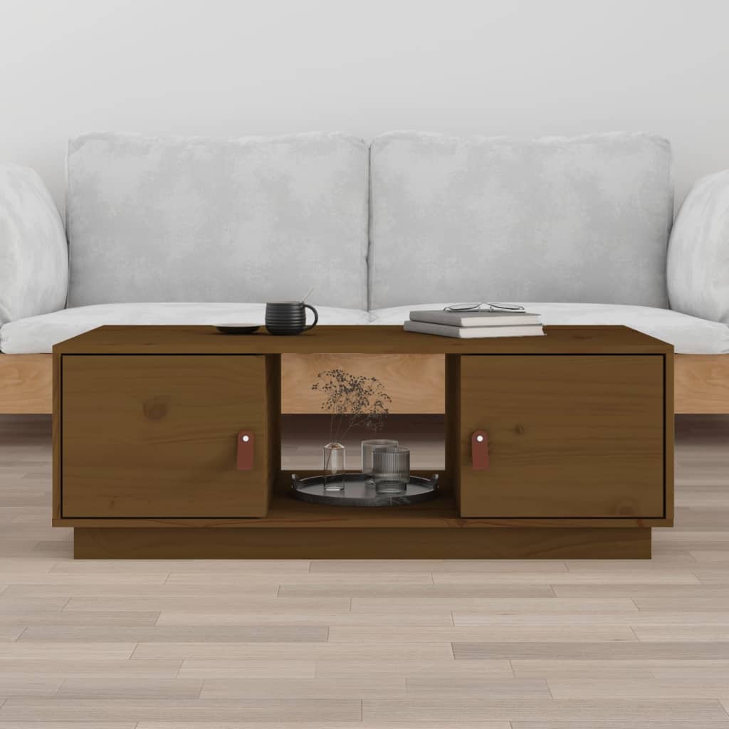 Table basse Marron miel 100x50x35 cm Bois massif de pin