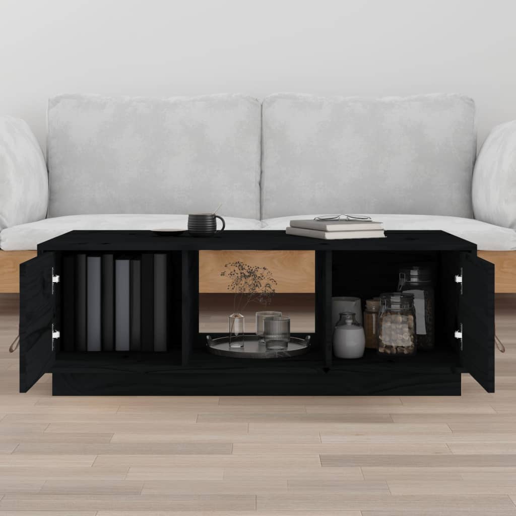 Table basse Noir 100x50x35 cm Bois massif de pin