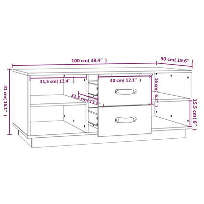 Table basse Blanc 100x50x41 cm Bois massif de pin