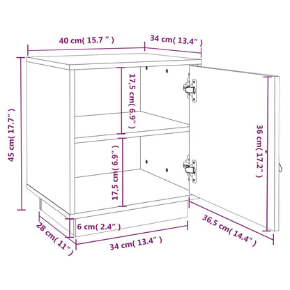 Table de chevet Blanc 40x34x45 cm Bois de pin massif