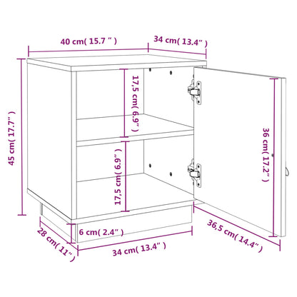 Table de chevet Gris 40x34x45 cm Bois de pin massif