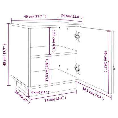 Tables de chevet 2 pcs Noir 40x34x45 cm Bois de pin massif