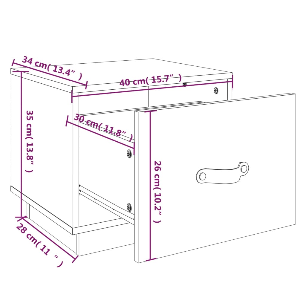 Table de chevet Blanc 40x34x35 cm Bois de pin solide