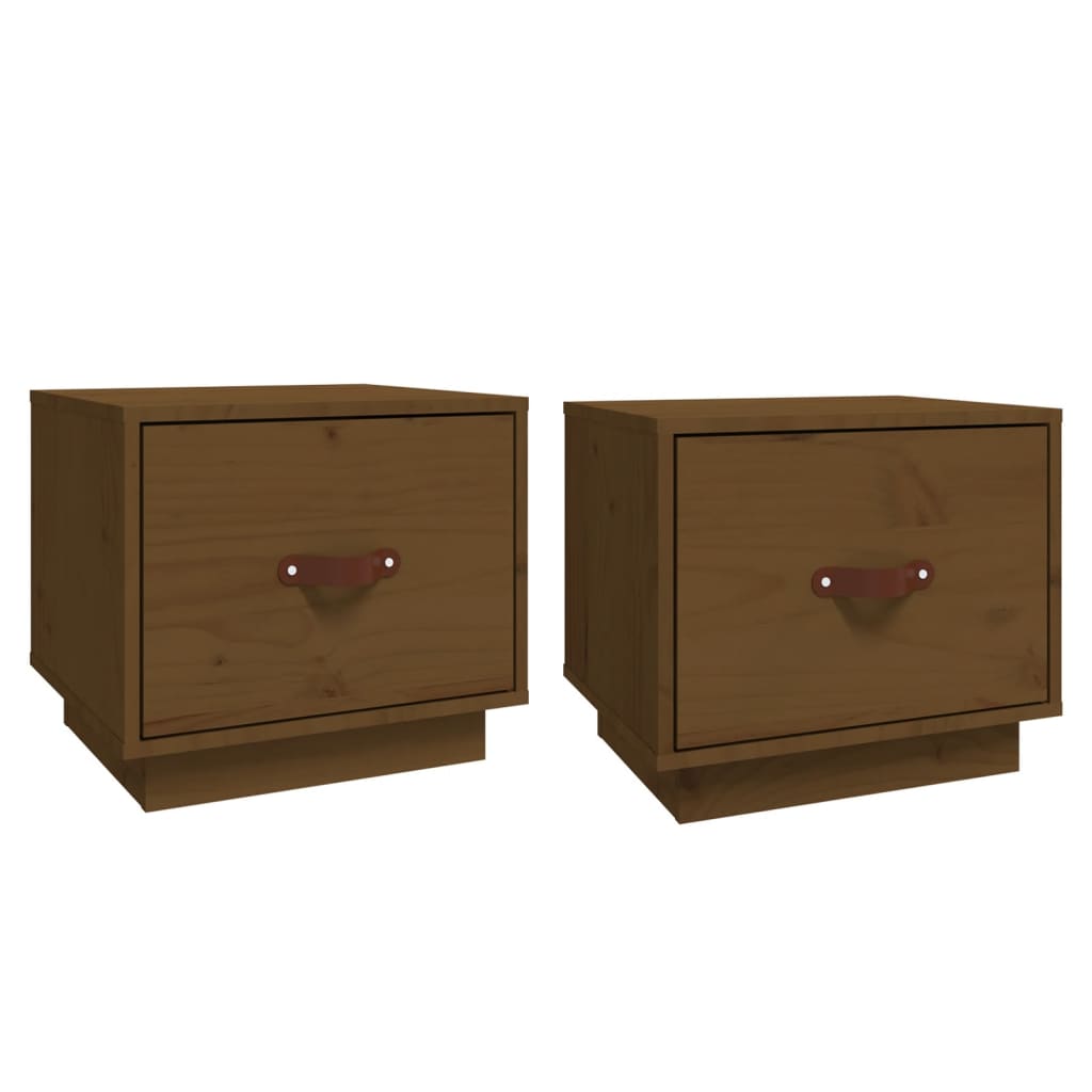 Tables de chevet 2pcs Marron miel 40x34x35cm Bois de pin massif