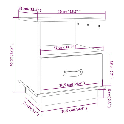 Table de chevet Blanc 40x34x45 cm Bois de pin massif