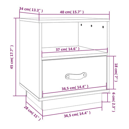 Table de chevet Gris 40x34x45 cm Bois de pin massif