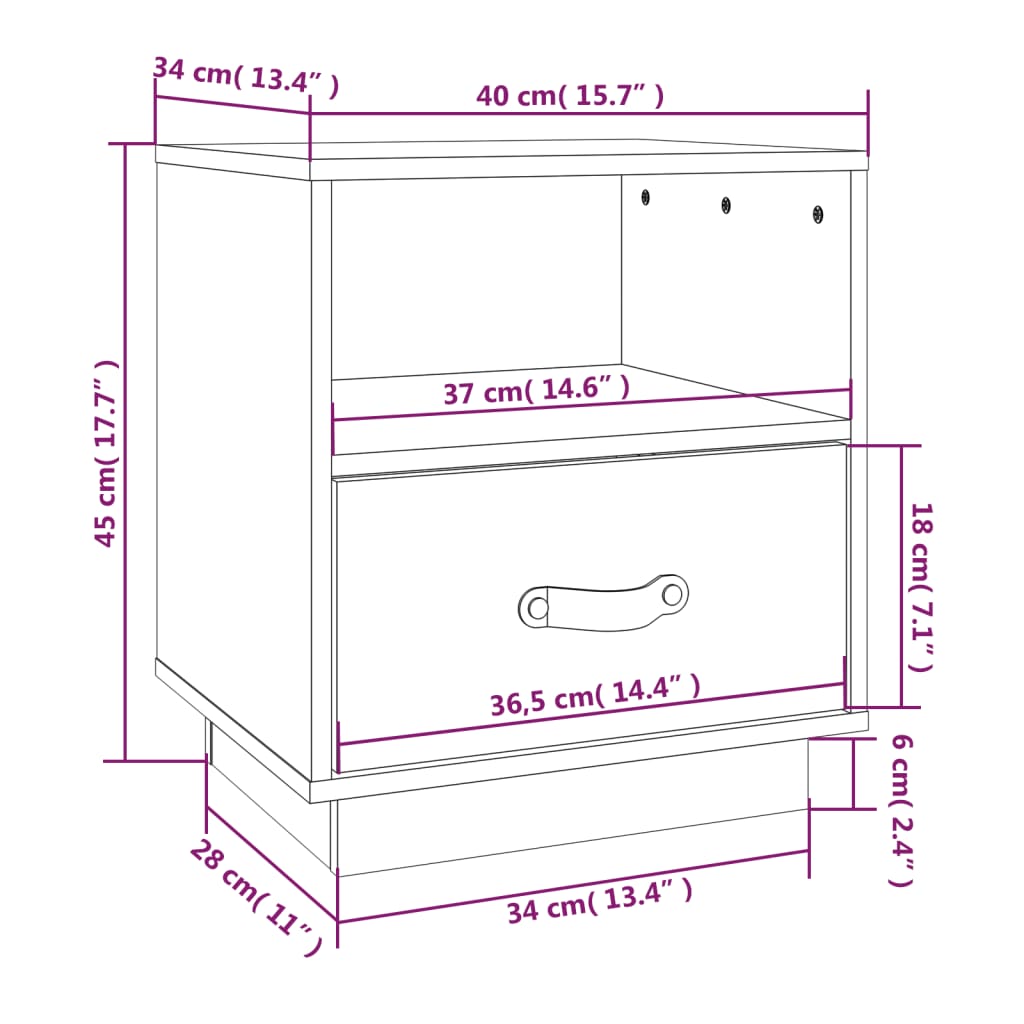 Tables de chevet 2 pcs Gris 40x34x45 cm Bois de pin massif