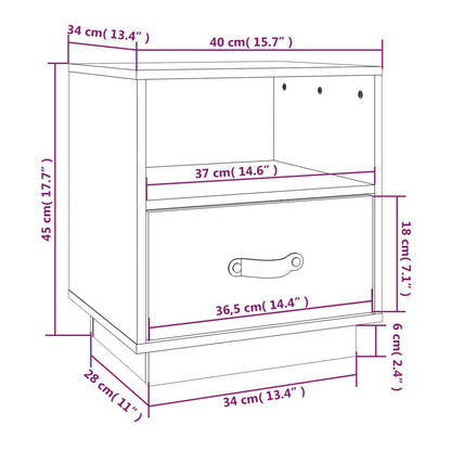 Tables de chevet 2 pcs Gris 40x34x45 cm Bois de pin massif