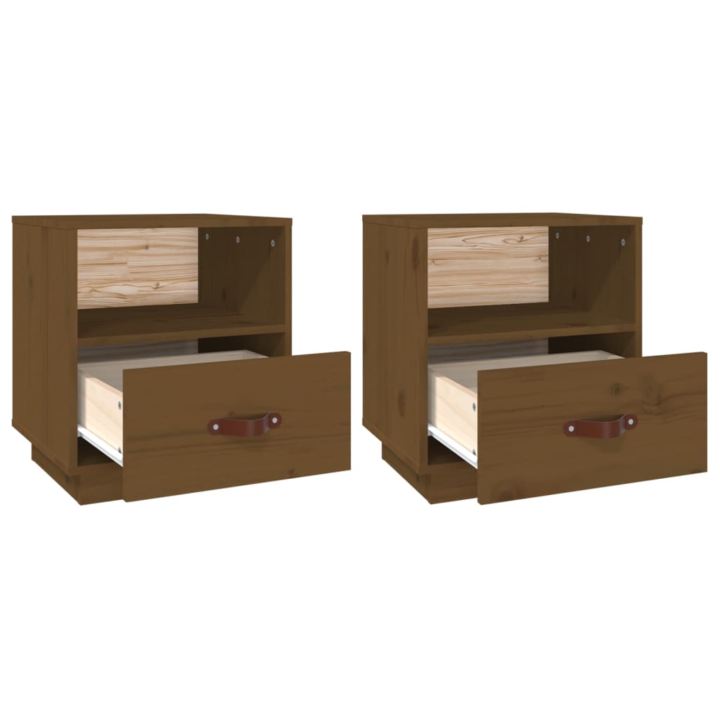 Tables de chevet 2pcs Marron miel 40x34x45cm Bois de pin massif