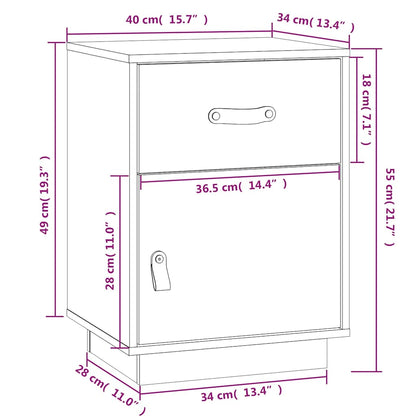 Table de chevet Blanc 40x34x55 cm Bois de pin solide