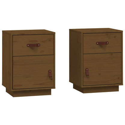 Tables de chevet 2pcs Marron miel 40x34x55cm Bois de pin massif