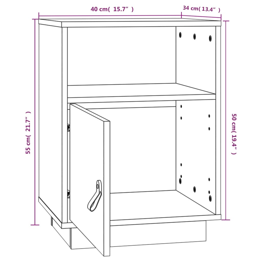 Table de chevet Blanc 40x34x55 cm Bois de pin solide