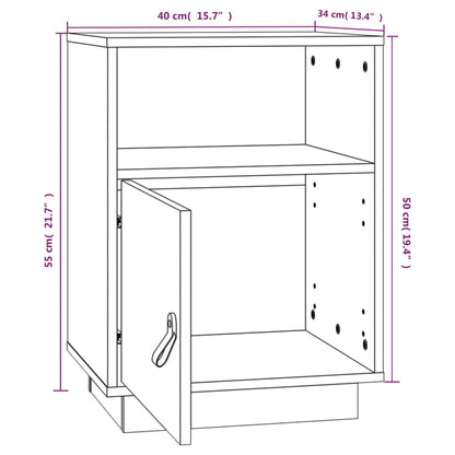 Table de chevet Blanc 40x34x55 cm Bois de pin solide