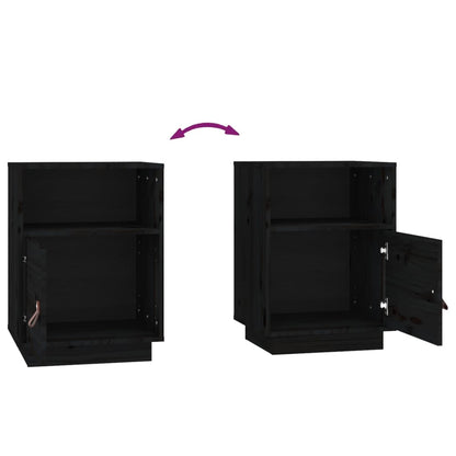 Tables de chevet 2 pcs Noir 40x34x55 cm Bois de pin massif