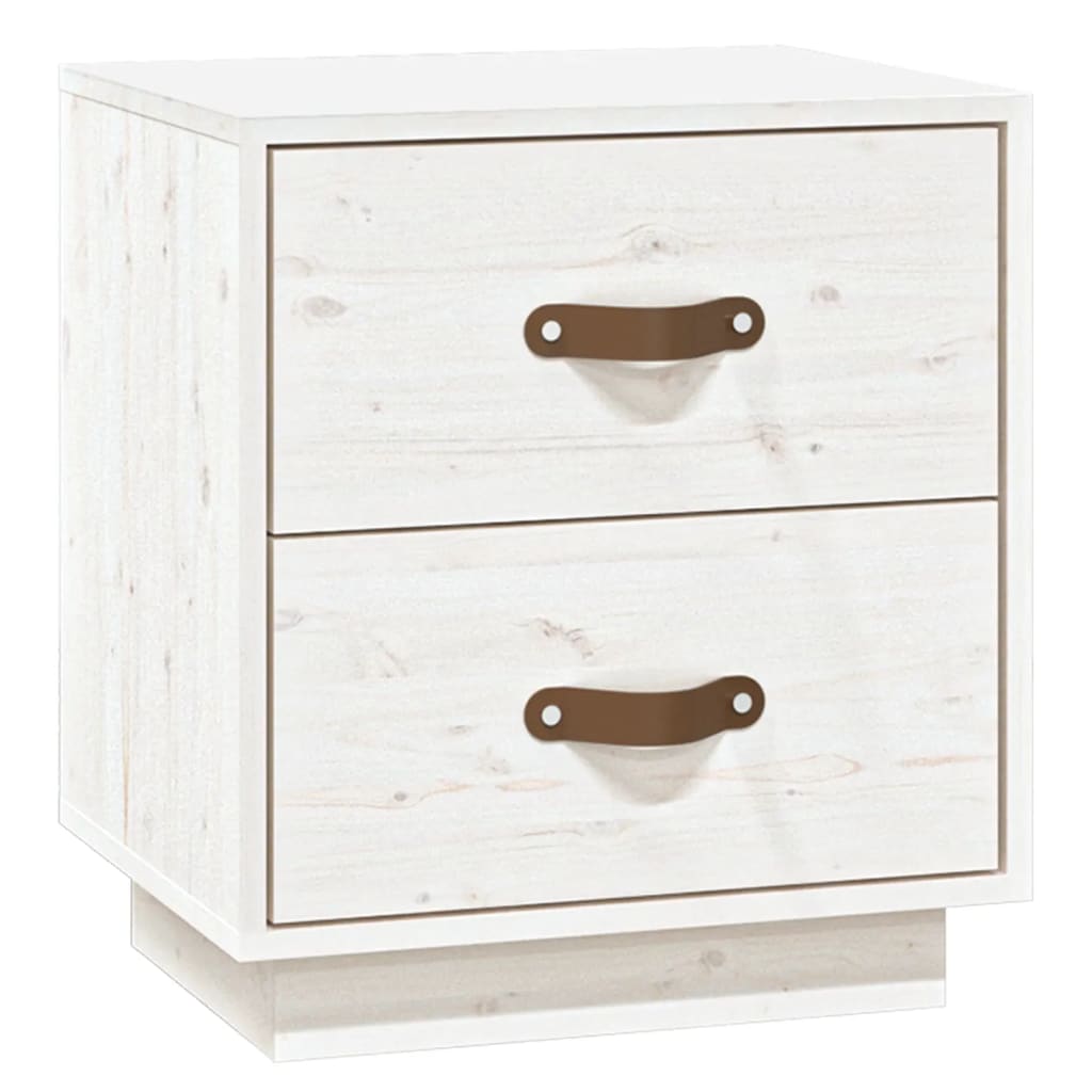  vidaXL Table de chevet Blanc 40x34x45 cm Bois de pin massif