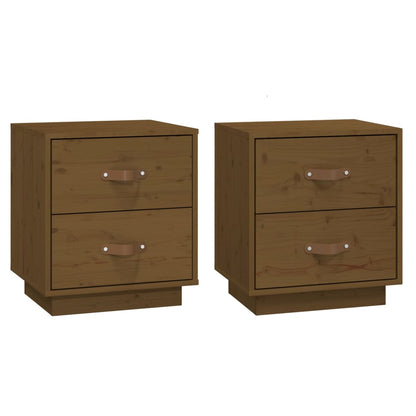  vidaXL Tables de chevet 2 pcs Marron miel 40x34x45 cm Bois pin massif