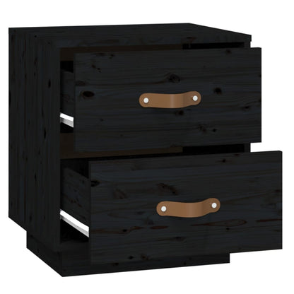  vidaXL Table de chevet Noir 40x34x45 cm Bois de pin massif