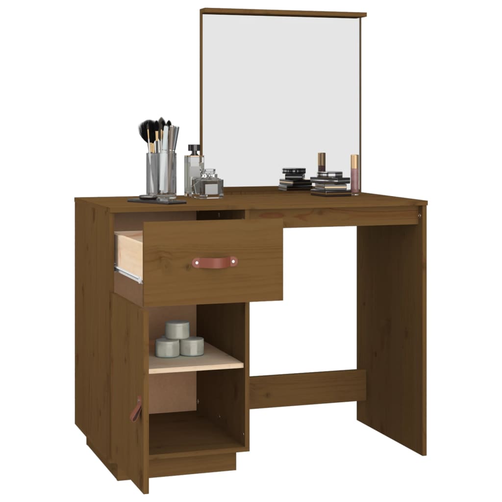 Coiffeuse Marron miel 95x50x134 cm Bois de pin massif