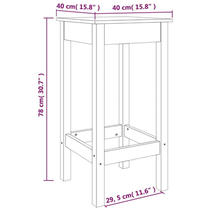 Chaises de bar lot de 2 40x40x78 cm bois de pin solide