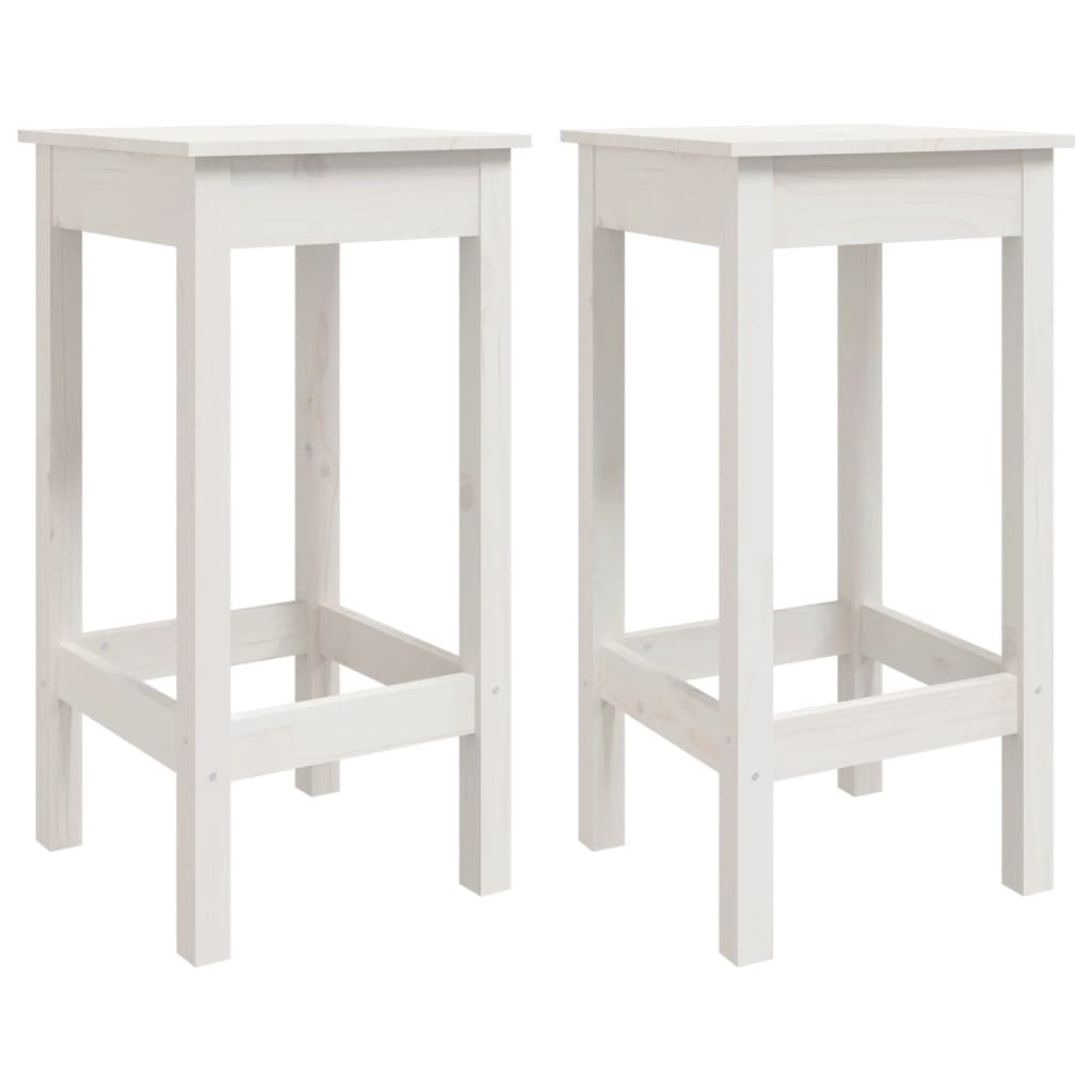 Chaises de bar lot de 2 blanc 40x40x78 cm bois de pin solide