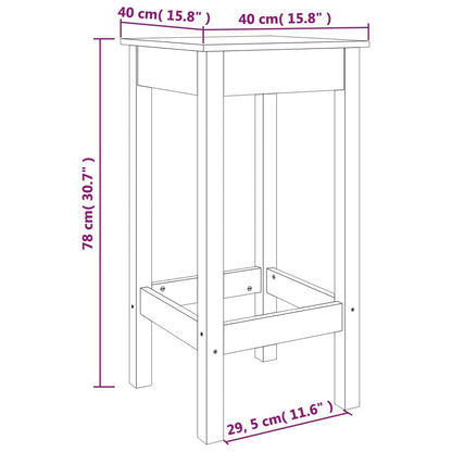 Chaises de bar lot de 2 noir 40x40x78 cm bois de pin solide