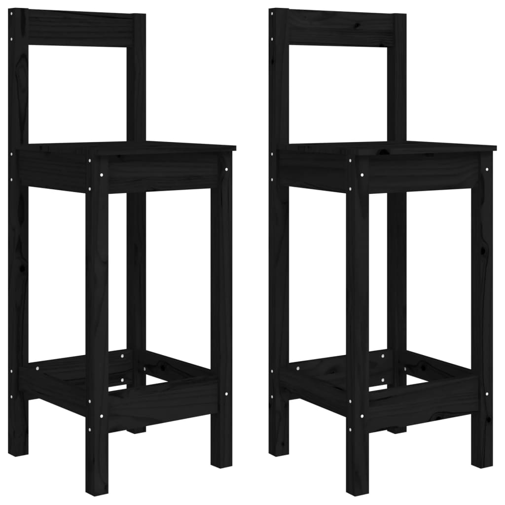 Chaises de bar lot de 2 noir 40x41,5x112 cm bois de pin solide