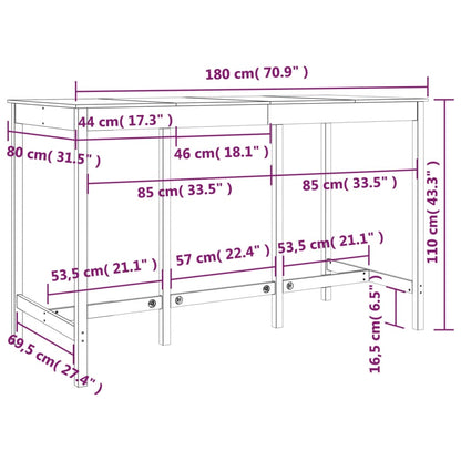 Table de bar 180x80x110 cm Bois massif de pin