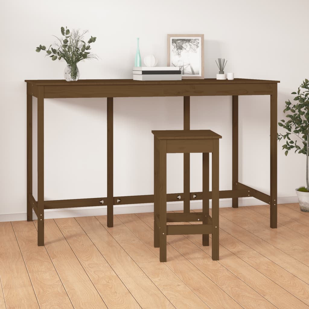 Table de bar Marron miel 180x80x110 cm Bois massif de pin