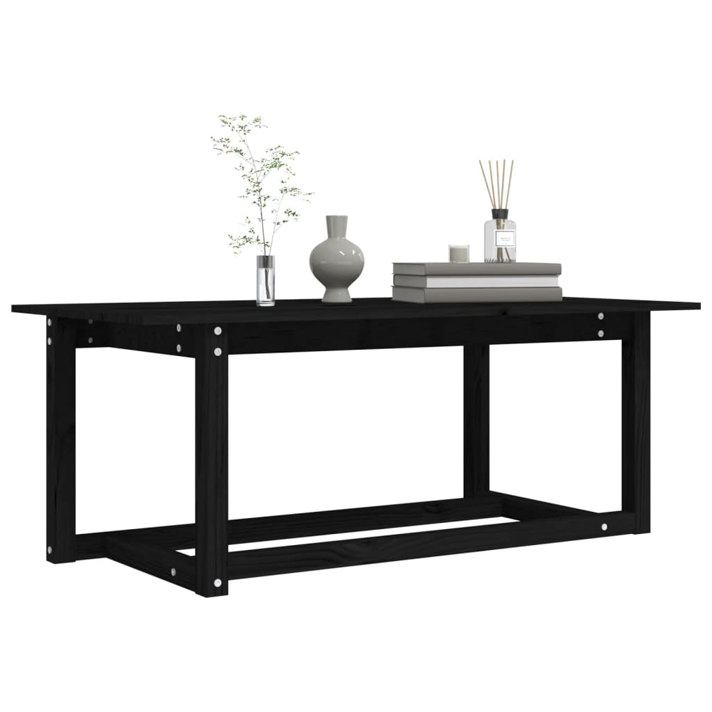 Table basse Noir 110x55x45 cm Bois massif de pin