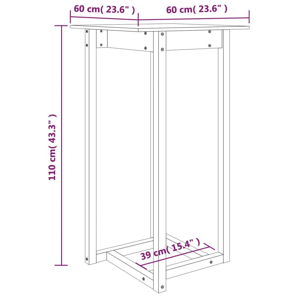 Table de bar 60x60x110 cm Bois massif de pin