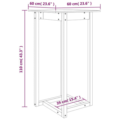 Table de bar Gris 60x60x110 cm Bois massif de pin