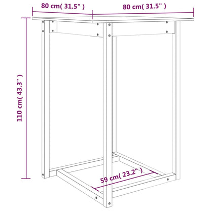 Table de bar 80x80x110 cm Bois massif de pin