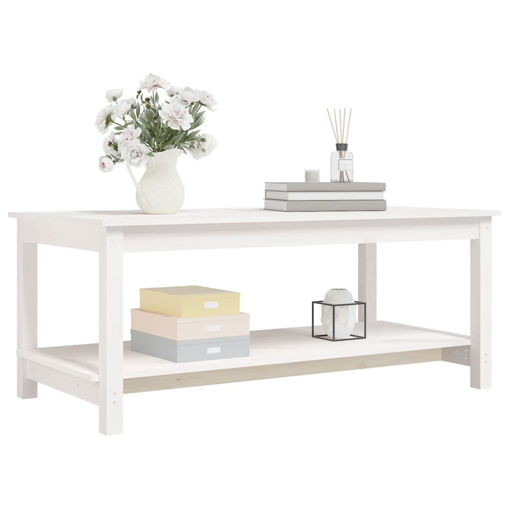 Table basse Blanc 110x55x45 cm Bois massif de pin