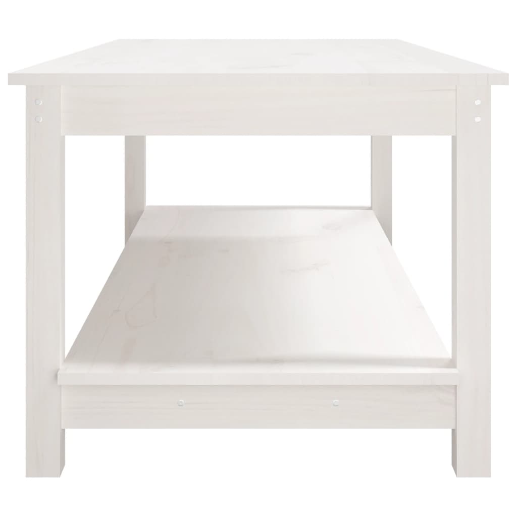 Table basse Blanc 110x55x45 cm Bois massif de pin