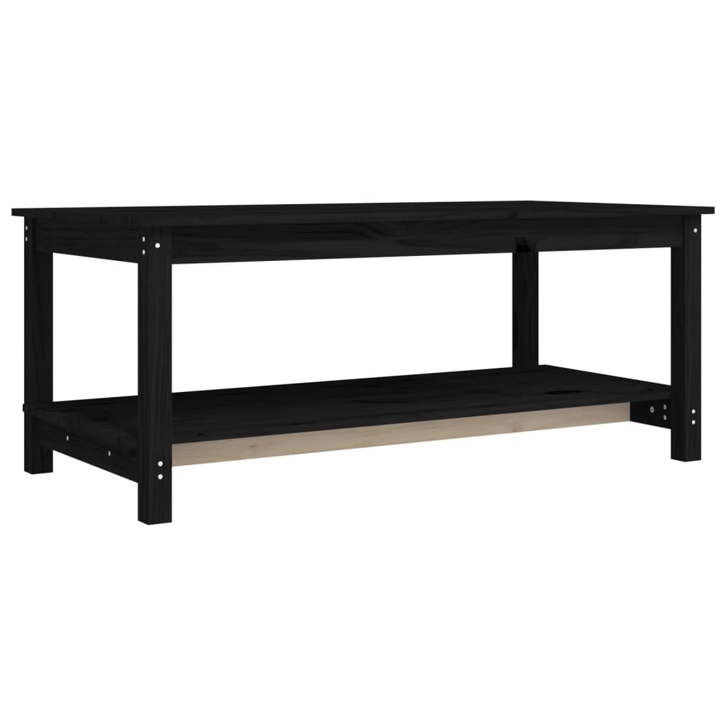 Table basse Noir 110x55x45 cm Bois massif de pin