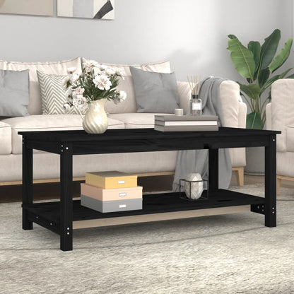 Table basse Noir 110x55x45 cm Bois massif de pin