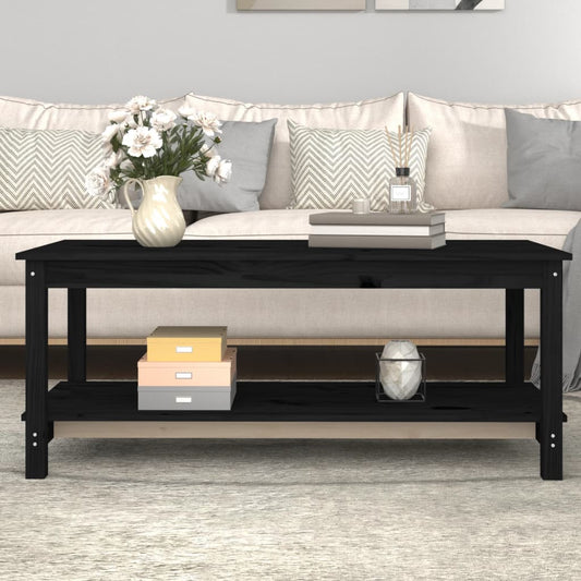 Table basse Noir 110x55x45 cm Bois massif de pin