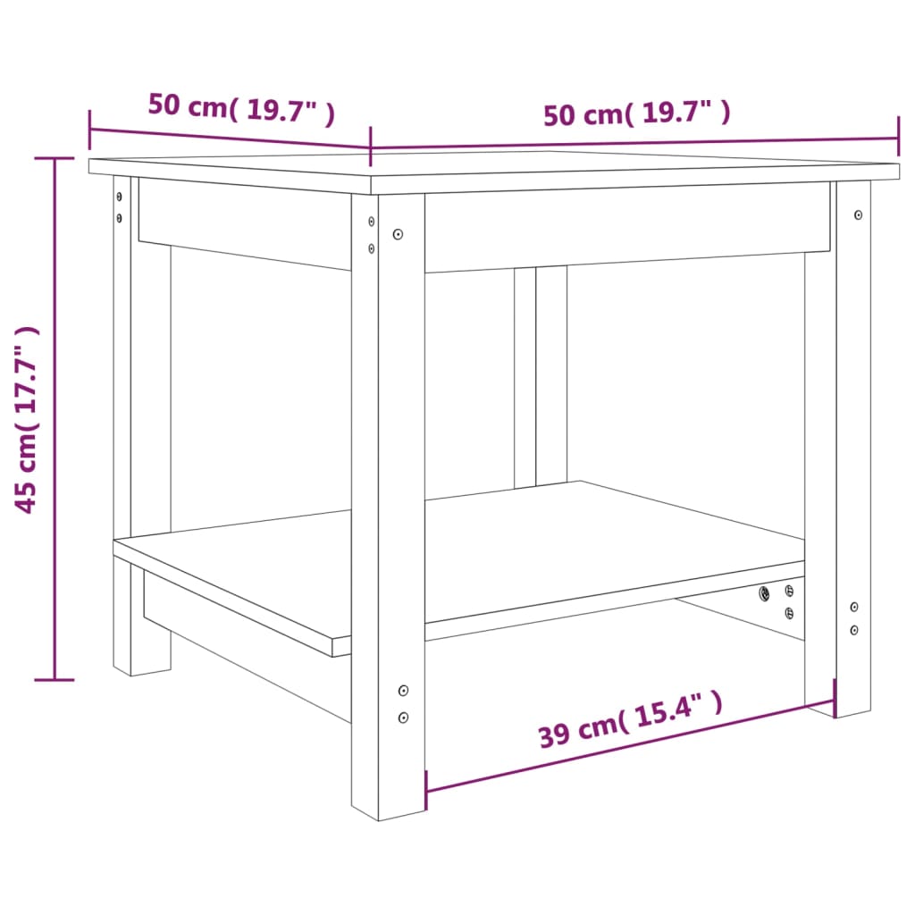 Table basse Blanc 50x50x45 cm Bois massif de pin