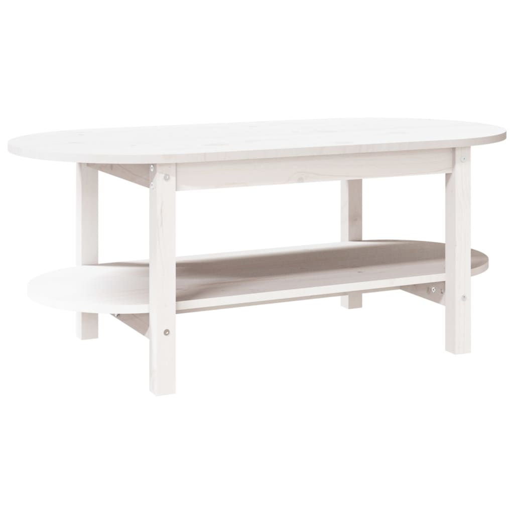 Table basse Blanc 110x55x45 cm Bois massif de pin