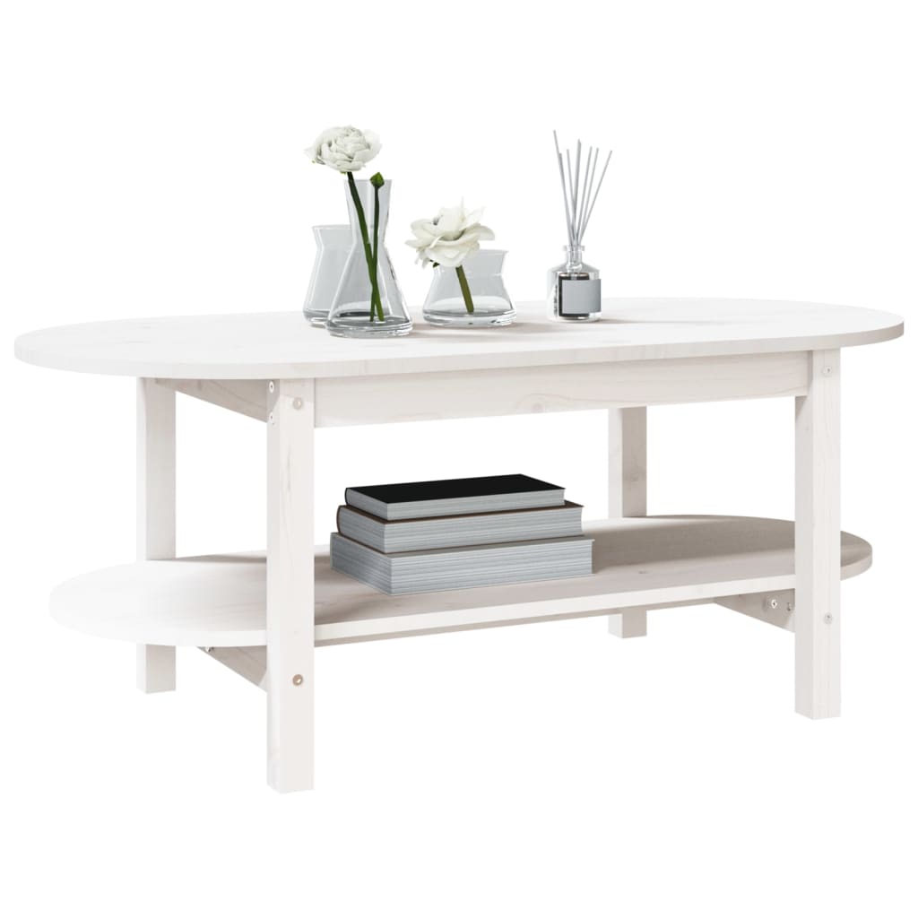 Table basse Blanc 110x55x45 cm Bois massif de pin