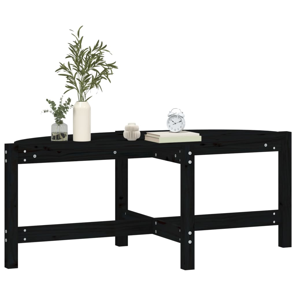 Table basse Noir 118x63x45 cm Bois massif de pin