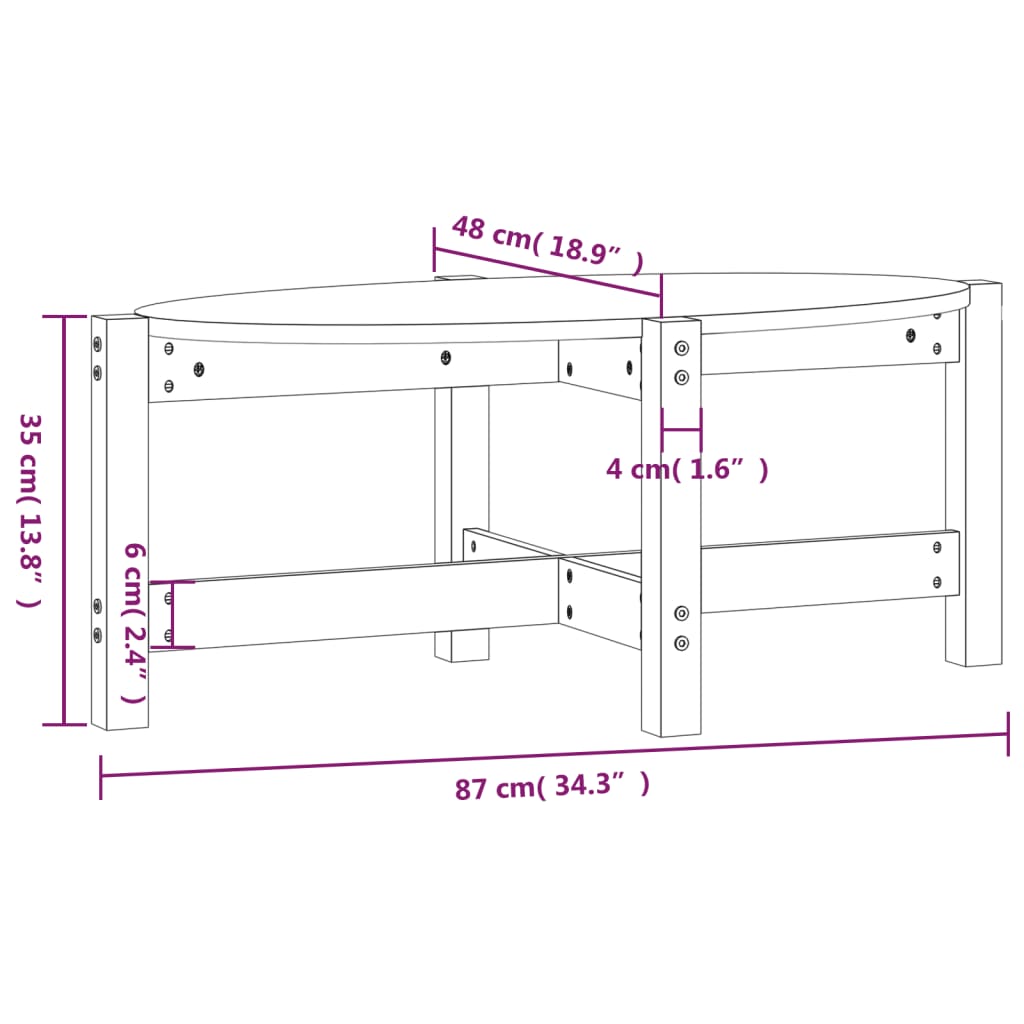 Table basse Blanc 87x48x35 cm Bois massif de pin