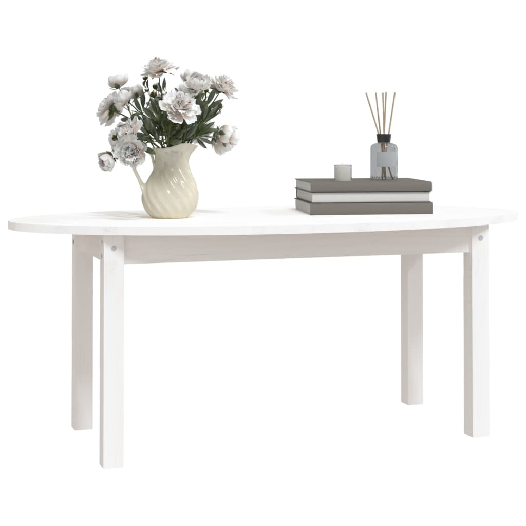 Table basse Blanc 110x55x45 cm Bois massif de pin