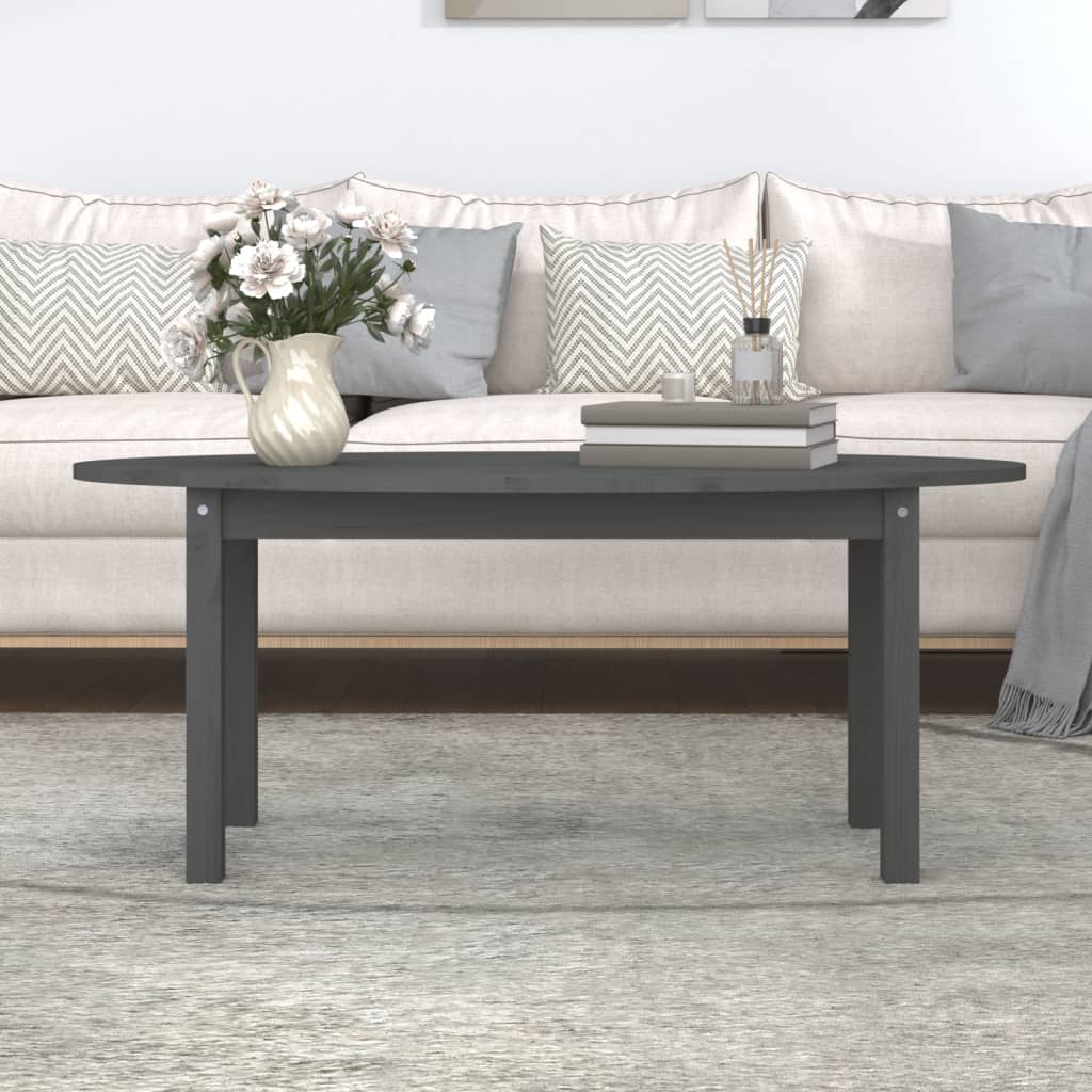 Table basse Gris 110x55x45 cm Bois massif de pin