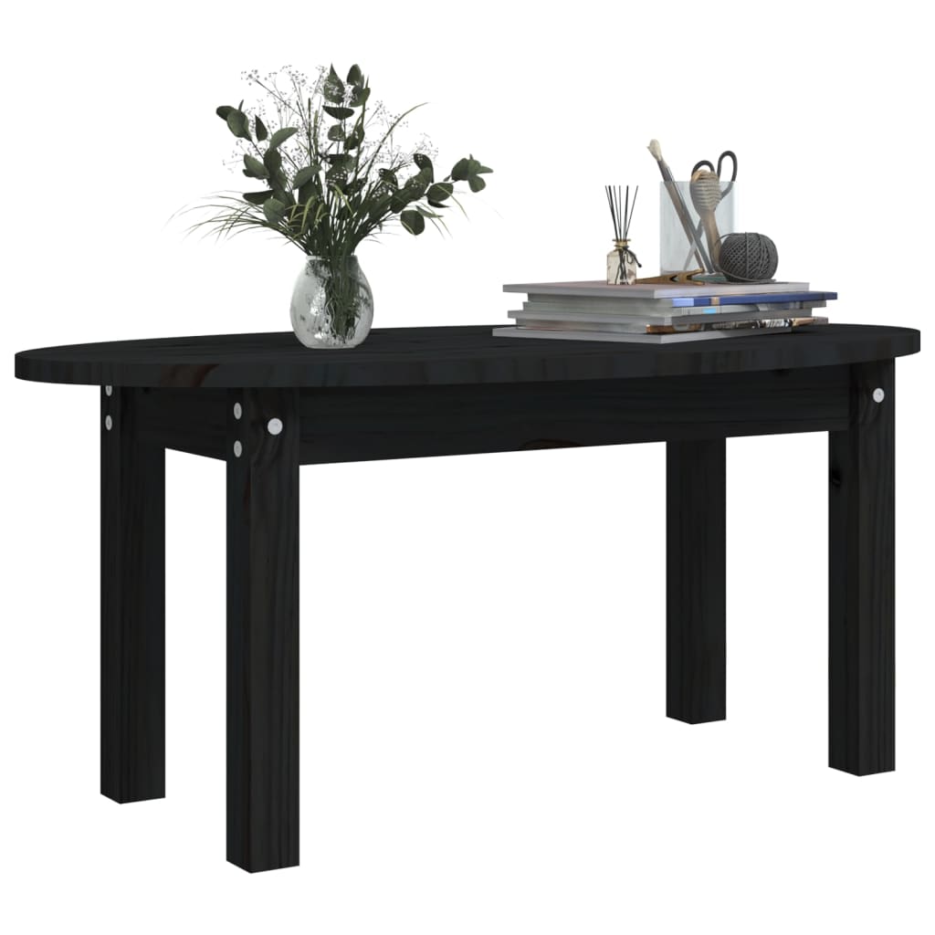 Table basse Noir 80x40x35 cm Bois massif de pin