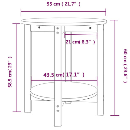 Table basse Noir Ø 55x60 cm Bois massif de pin