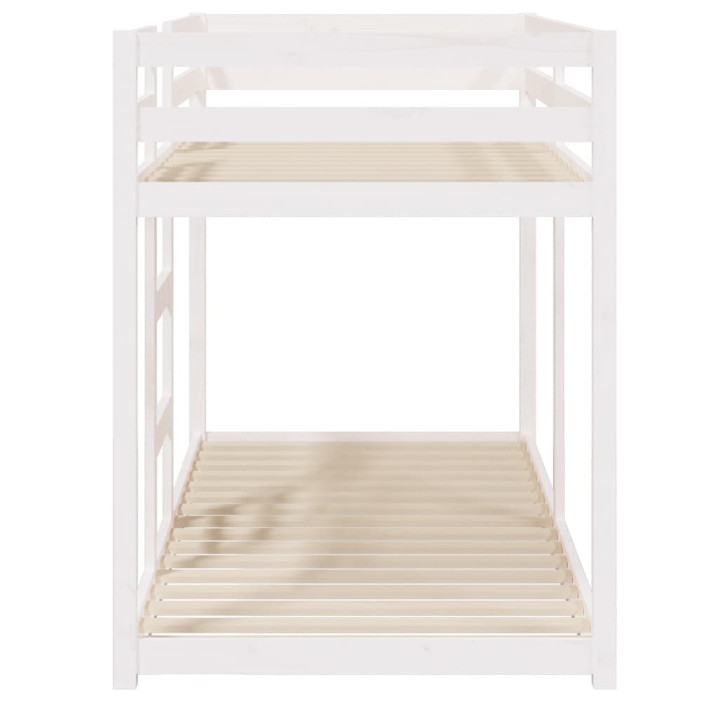 Lit superposé sans matelas blanc 80x200 cm bois de pin massif