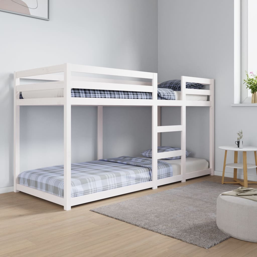 Lit superposé sans matelas blanc 80x200 cm bois de pin massif